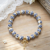 Blue and White Porcelain MAMA Beaded Bracelet