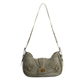 Vintage Army Green Splicing Armpit Bag – Stylish Small Shoulder Purse, Versatile Spring Spice Girl Bag & Handbag  hobo