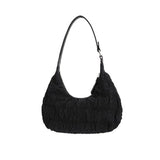 small shoulder bag cream puff bag pleated bag hobo