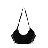 Large capacity suede shoulder bag, slouch bag, vintage casual bag hobo