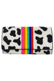 Center Rainbow Stripe Glass Beads Clutch