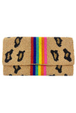 Center Rainbow Stripe Glass Beads Clutch