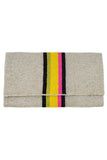 Center Rainbow Stripe Glass Beads Clutch