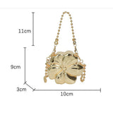 Elegant Flower Gold Acrylic Bag – Mini Dinner Bag & Prom Bag for Weddings, Parties, and Evenings – Stylish Clutch Purse with Glamorous Floral Design