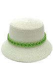 CHAIN BAND STRAW BUCKET HAT