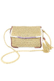 Charm Tassel Straw Crossbody Bag
