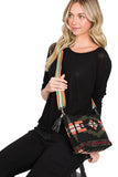 Checked Pattern Tassel Crossbody Bag