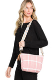 Checked Pattern Tassel Crossbody Bag
