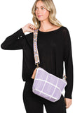 Checked Pattern Tassel Crossbody Bag