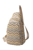 Chevron Pattern Straw Sling Bag