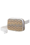 Chevron Pattern Straw Sling Bag