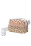 Chevron Pattern Straw Sling Bag
