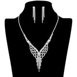 Shimmery Rhinestone Pave Necklace Earring Set