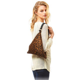 Collins Leopard Print Triangle Top Handle Shoulder Handbag