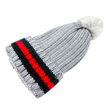 Color Block Acrylic Knit Pom Pom Warm Cozy Beanie Hat