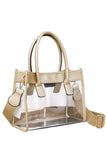 Women's Color Trim Clear Hand Bag Handbag