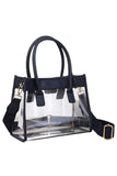 Women's Color Trim Clear Hand Bag Handbag