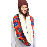 Colorful Pattern Soft Sherpa Infinity Scarf