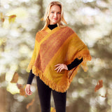Colorful Vertical Stripe Patterned Poncho
