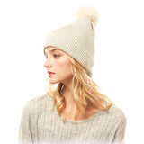 Cozy Metallic Thread Pom Pom Beanie Hat