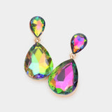 Women's Crystal Double Teardrop Evening Dangle Earrings