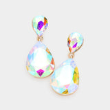 Women's Crystal Double Teardrop Evening Dangle Earrings