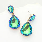 Women's Crystal Double Teardrop Evening Dangle Earrings