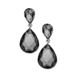 Women's Crystal Double Teardrop Evening Dangle Earrings