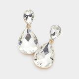 Women's Crystal Double Teardrop Evening Dangle Earrings