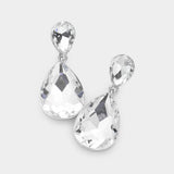Women's Crystal Double Teardrop Evening Dangle Earrings