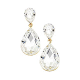 Women's Crystal Double Teardrop Evening Dangle Earrings