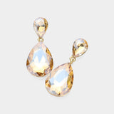 Women's Crystal Double Teardrop Evening Dangle Earrings