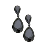 Women's Crystal Double Teardrop Evening Dangle Earrings
