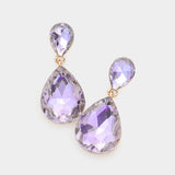 Women's Crystal Double Teardrop Evening Dangle Earrings