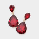 Women's Crystal Double Teardrop Evening Dangle Earrings