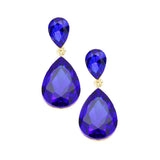 Women's Crystal Double Teardrop Evening Dangle Earrings