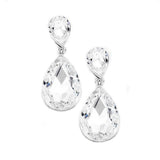 Women's Crystal Double Teardrop Evening Dangle Earrings