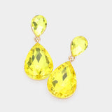 Women's Crystal Double Teardrop Evening Dangle Earrings