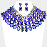 Women's Crystal Glass Bib Statement Necklace