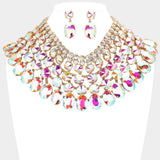 Women's Crystal Glass Bib Statement Necklace