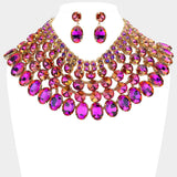 Women's Crystal Glass Bib Statement Necklace