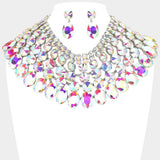 Women's Crystal Glass Bib Statement Necklace