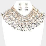 Women's Crystal Glass Bib Statement Necklace