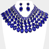 Women's Crystal Glass Bib Statement Necklace