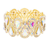 Crystal Glass Teardrop Evening Stretch Bracelet