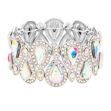 Crystal Glass Teardrop Evening Stretch Bracelet