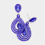 Crystal Pave Trimmed Teardrop Clip On Earrings