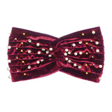 Crystal Pearl Detailed Twisted Velvet Headband Earmuff