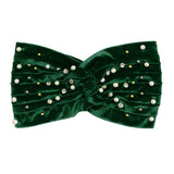 Crystal Pearl Detailed Twisted Velvet Headband Earmuff