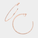 Crystal Rhinestone 3.3 Inch Hoop Clip on Earrings